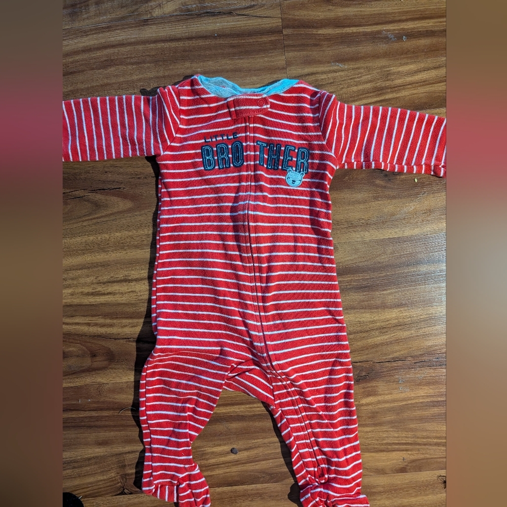 Carter's Red Striped Brother Footie